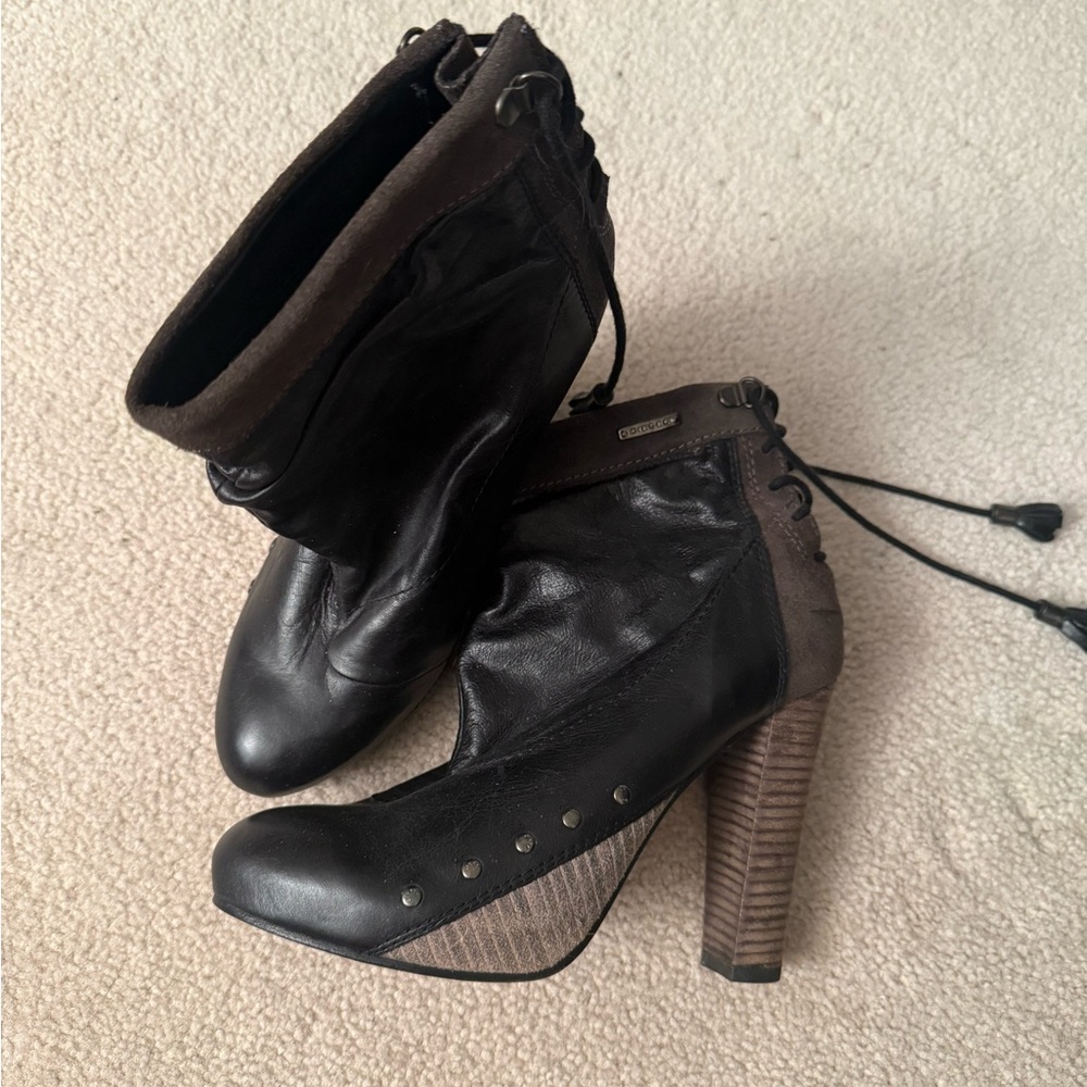 Diesel Black and Brown Heeled Boots